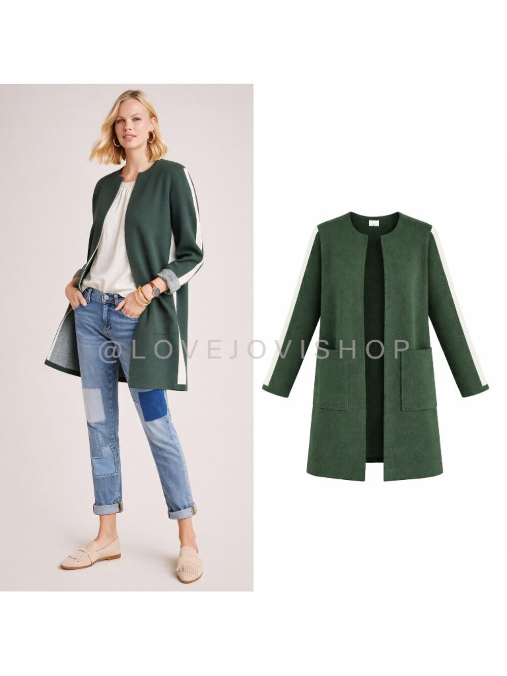 Sweater | NVLT Anthropologie Open Cardigan Sweater Coat Green XL | Minimalist